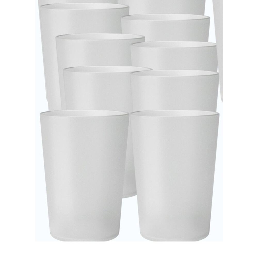 8-PK Room Essentials 18 fl oz Plastic Short Tumbler – Light Gray Clear , New